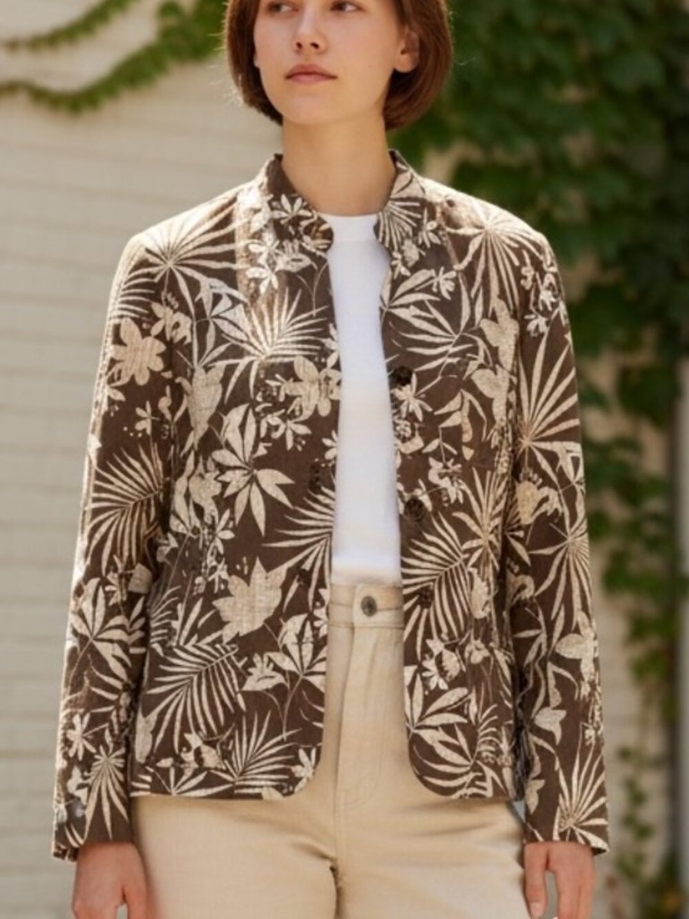 Charter Club Silk Blend Leaf Jacket Size 16